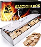 Smoker Box for Wood Chips - Use a Gas or Charcoal BBQ Grill and Still Get That Delicious Smoky Barbecue Flavored Grilled Meat - Hinged Lid for Easy Access (polished finish stainless steel)