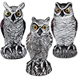 Glintoper 3 Pack Plastic Fake Owl Bird Scarecrow Horned Decoy, Bird Deterrents Scary Birds Away, Nature Enemy Pest Repellent for Outdoor Garden Yard Protectors