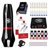 Dragonhawk Atom M5 Rotary Tattoo Pen Machine Kit Wireless Battery Power Box Supply Cartridges Needles