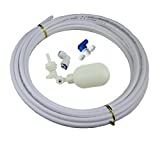 Liimevvon 1/4 inch Tube Float Valve Kit for RO Water Reverse Osmosis System water filter Push in to Connect Pipe Hose Tube Fittingsball valve +L+15 feet pipe (white)