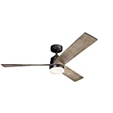 KICHLER 300275AVI Spyn 52" Ceiling Fan with LED Lights and Wall Control, Anvil Iron