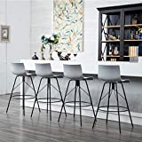 Awonde 24" Swivel Bar Stools with Back Metal Barstools Set of 4 Counter Height Stools Gray Plastic Seat