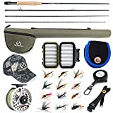 M MAXIMUMCATCH Maxcatch Extreme Fishing Combo Kit 3/5/6/8 Weight, Starter Rod and Reel Outfit, with a Protective Travel Case (5wt 90 4pc Rod,5/6 Reel)