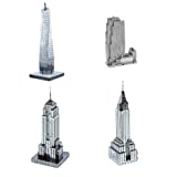 Set of 4 Metal Earth 3D Laser Cut Building Models: 30 Rockefeller Plaza, Empire State Building, Chrysler Building, & One World Trade Center