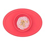 ezpz Tiny Bowl - 100% Silicone Suction Bowl with Built-in Placemat for First Foods + Baby Led Weaning - Fits on All Highchair Trays - 4 Months+ (Coral)
