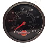 LavaLock BBQ Temperature Gauge Charcoal Grill Pit Thermometer Fahrenheit Black Smoker Barbeque 2-3/8 face