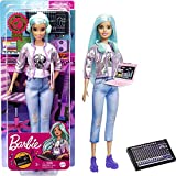 Barbie Career of the Year Music Producer Doll (12-in), Colorful Blue Hair, Trendy Tee, Jacket & Jeans Plus Sound Mixing Board, Computer & Headphone Accessories, Great Toy Gift