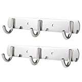 IParts 2 Pack Heavy Duty Stainless Steel BBQ Utensil Holder- 6 Grill Hooks for Hanging Grilling and Cooking Utensils