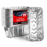 Foil Drip Pans (30 Pack) - Compatible with Blackstone Griddle Accessories - Disposable Grease Cup - Flat Top Grill Grease Catcher - Aluminum Drip Pan Liner - 36 30 28 22 17 Inches - Stock Your Home