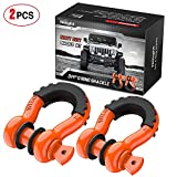 Nilight 2 Pack 3/4" D-Ring Shackle 4.75 Ton (9500 Lbs) Capacity with 7/8" Pin Heavy Duty Off Road Recovery Shackle with Isolators & Washer Kit for Jeep Truck Vehicle, Orange (90051B)