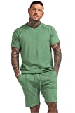 Mens Short Sets 2 Piece Outfits Fashion Summer Tracksuits Casual Set(3X-Large, Green)