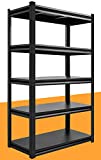 Raybee Garage Storage Shelves Heavy Duty Garage Shelving, Adjustable Metal Shelves for Storage, 5 Tier Metal Shelving Capacity 2000 LBS, Storage Shelving Rack Unit Shelf,32" W x16.7 D x63 H,Black