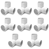 QWORK 3 Way 1 1/4" Tee PVC Fitting Elbow,8Pack PVC Fitting Connector,Furniture Grade,for Building Furniture and PVC Structures,White