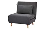 GIA Tri-Fold Convertible Polyester Sofa Bed Chair with Removable Pillow and Legs, Dark Gray