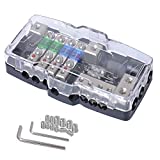 Camper Car Audio Distribution Fuse Block with Ground Mini ANL Fuse Box Distribution Block 0/4ga 4 Way Fuses Holder 30A 60A 80Amp Red LED Indicator