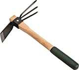 Edward Tools Hoe and Cultivator Hand Tiller - Carbon Steel Blade - Heavy Duty for loosening Soil, Weeding and Digging - Rubber Ergo Grip Handle - Rust Proof