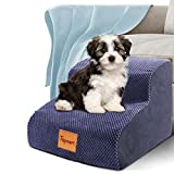 Topmart High Density Foam Pet Steps 2 Tiers,11.8" High,Non-Slip Dog Stairs,Dog Ramp,Soft Foam Dog Ladder,Best for Dogs Injured,Older Cats,Pets with Joint Pain,Suitable for Low Sofas,Stairs,Lower place