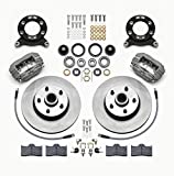 Brake System, Classic Series, Dynalite, Front, 4 Piston Caliper, 11.30 in Solid Rotor, Offset, Aluminum, Gray, Various Ford 1965-70, Kit