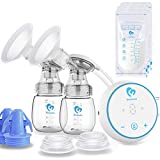Bellababy MiniO Breast Pump,Electric Double Breast Pump Rechargeable,Come with 24mm Detachable Flanges ,10 Storage Bags,2 Storage Bag Adapters,2 Bottle Neck Adapters