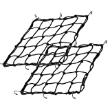 2Pack15.7 x15.7 Cargo Net, Made of Rubber Heavy Duty Bungee Net Stretches to 31.5"x31.5", Gear Helmet Luggage Thicken Netting with 3"x3" Small Mesh &6Adjustable Metal Hooks for Motorcycle, Bike, ATV