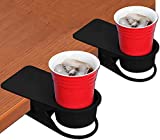Kalolary 2 Pieces Drinking Cup Holder Clip, Desk Bottle Cup Stand DIY Glass Clamp Storage Saucer Clip Water Coffee Mug Holder Saucer Clip Design for Home & Office, Black