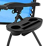 Coolrunner Zero Gravity Chair Cup Holder, Zero Gravity Chair Tray with Mobile Device Slot, Snack Tray, and Water Cups, Universal Recliners Cup Holder Tray for Fold Lounge Chairs (Black)