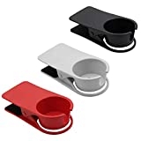 Jiozermi 3pcs Drink Cup Holder Clip, Cup Holders with Side Hole for Water Drink Beverage Soda Coffee Mug, Snap to Tables Desks Chairs Shelves Counters (Red, Black and White)
