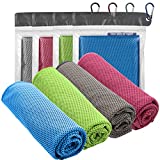 4pc Cooling Towels for Neck and Face Rags, Cooling Towel Sports Cooling Towels for Hot Weather Athletes, Cool Towel for Instant Cooling Relief Cool Clothes Gym Towels for Sweat Workout Towels for Gym