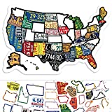 RV State Sticker Travel Map - 11" x 17" - USA States Visited Decal - United States License Plate Non Magnet Road Trip Window Stickers - Trailer Supplies & Accessories - Exterior or Interior Motorhome
