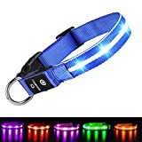 MASBRILL LED Dog Collar-USB Rechargeable Glow Light Up Dog Collars- Safety Waterproof Illuminated Flashing Light Collar for Dogs