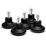 Bell Glides Replacement Office Chair or Stool Swivel Caster Wheels to Fixed Stationary Castors, Low Profile Bell Glides with Soft Rubber Bottom Instead of Self Felt Pads, Chair Feet Wheel Stopper