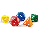 Learning Resources Jumbo Foam Polyhedral Dice, 5 Dice, 4, 8, 10, 20 Sides, Ages 5+ Multicolor, 3 W in