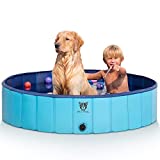 Timoo Foldable Dog Pool for Small Dogs 39 Inches Slip-Resistant Pet Pool Bathing Tub PVC Wading Pool, Collapsible Dog Swimming Pool for Outdoor & Indoor, Blue