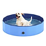 Foldable Dog Pool for Large Dogs Hard Plastic Kiddie Pool, Portable Pet Bath Tub Outdoor Swimming Pool for Dogs Cats and Kids (Light Blue S: 12"*32"(30 * 80cm))