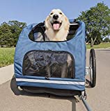 PetSafe Happy Ride Steel Dog Bicycle Trailer - Supports up to 110 lbs - Easy to Connect and Disconnect to Bikes - Includes Three Storage Pouches and Safety Tether - Collapsible to Store - Large