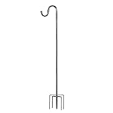 Shepherds Hook, 62 Inches Shepherds Hook with 5 Prongs Base Stainless Steel Adjustable Garden Hanging Holder for Bird Feeders Lanterns Planting Hanger Weddings Decor, Silver