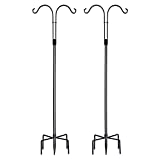 PLASUPPY Shepherd Hooks for Outdoor Double Pack Bird Feeder Pole with 5 Prongs Base, 60 Inch Heavy Duty Garden Hanging Plant Stand Outside for Lanterns Light, Wedding Flower Basket (60Inch-2pack)