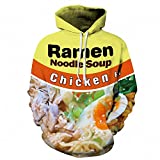 Keasmto 3D Ramen Chicken Noodle Soup Hoodies Sweatshirts for Men Women Cotton Cute Small