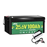 JITA 24V 100Ah LiFePO4 Battery, 24V Lithium Batteries Built-in 200A BMS, 100Ah Deep Cycle Battery, 2000-5000 Cycles, Waterproof 100Ah LiFePO4 Cell for RV, Solar, Golf Cart, Home Storage and Off-Grid