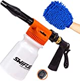 SwiftJet Car Wash Foam Gun + Microfiber Wash Mitt - Car Foam Sprayer - Foam Cannon Garden Hose - Spray Foam Gun Cleaner - Car Wash Kit - Car Accessories for Men - Snow Foam Blaster