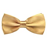 Men's Pre-Tied Adjustable Length Solid Color Tuxedo Party Bow Tie, Champagne