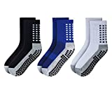 RATIVE Anti Slip Non Skid Slipper Hospital Crew Socks with grips for Adults Men Women (Medium, 3 pairs-assorted)