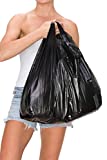 PlaTree. Jumbo Size Black (400 Count) Plastic Embossed T-Shirt Bags with Handles, 18" X 8" X 27", Bulk, 18 mic (0.71 mil), XX-Large Plain Black Plastic T-Shirt, Grocery Bags, Heavy Duty