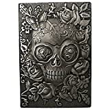 ZYWJUGE Embossed Leather Travel Journals Vintage Handcraft Embossed Skull Antique Diary Notebook (A5, Silver)