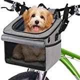 Mancro Dog Bike Basket, Foldable Dog Bike Carrier 15lbs Soft-Sided Dog Basket for Bike, Quick Release Dog Bike Seat, Dog Backpack with Reflective Tape, Bicycle Pet Carrier for Small Medium Dogs/Cats