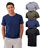 Mens Quick Dry Dri Fit Moisture Wicking Active Wear Workout Running Training Athletic Performance Short Sleeve Crew Pocket T-Shirt Undershirt Essentials Top Tee ropa Deportiva para Hombre-Set 6, XL