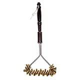 Backyard Dudes BBQ Grill Cleaning Brass Brush 21" -Made in USA -Heavy Duty Real Brass Extra Wide Two Levels of bristles are Soft Safe for Porcelain Enamel grates (21 Inches)