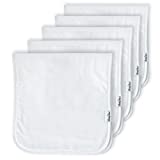 KiddyStar Organic Cotton, 5-Pack Baby Burp Cloths, Large 21"x10", Triple Layer, Thick, Soft and Absorbent Towels, Plain White Burping Rags for Newborns, for Boys and Girls