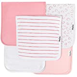 KiddyStar 5-Pack Baby Burp Cloths, Organic Cotton, Large 21"x10", Triple Layer, Thick, Soft and Absorbent Towels, Burping Rags for Newborns, for Boys and Girls  (Pink)