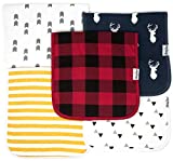 KiddyStar Baby Burp Cloths for Boys and Girls 5 Pack, Organic Cotton, Large 21"x10", Triple Layer, Thick, Soft and Absorbent Towels, Burping Rags for Newborns